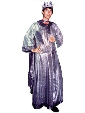 Fantasy Medieval Silver & Black King Costume Sparkly